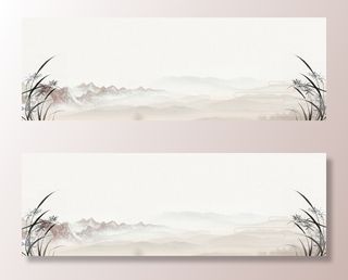 中国风传统水墨古风古典展板边框工笔画PS海报背景平面设计素材