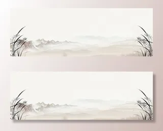 中国风传统水墨古风古典展板边框工笔画PS海报背景平面设计素材