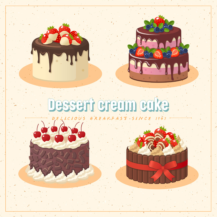 甜品奶油蛋糕Ai矢量素材
