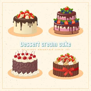 甜品奶油蛋糕Ai矢量素材