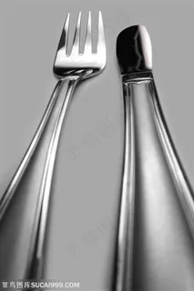 西餐餐具-刀与叉特写