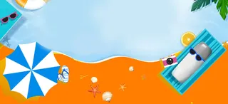 绘画沙滩休闲PSD素材