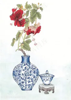 青花瓷唯美花卉花束装饰画 青花瓷唯美花卉花束装饰画
