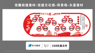 党建文化墙党建素材CDR预览图红色*核心价值观中国梦运动图形