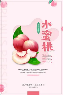 水果海报水果店宣传果汁水蜜桃粉色红色