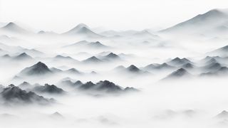 大气写意中国传统水墨画山水插画壁纸-齐鲁