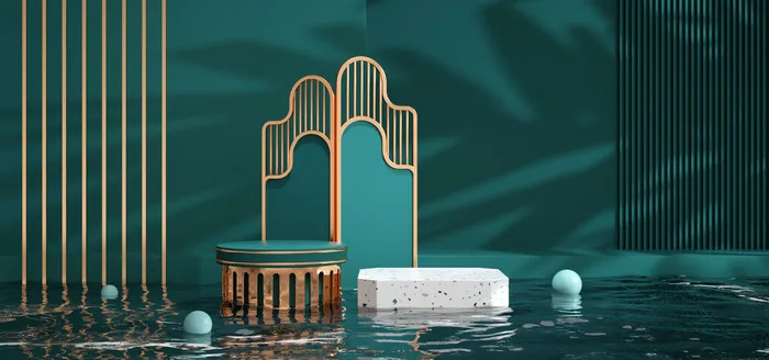 中国风国潮电商促销海报C4D背景图3D场景立体设计PSD素材模板