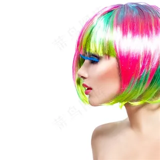 国外彩妆发型女子侧面高清摄影