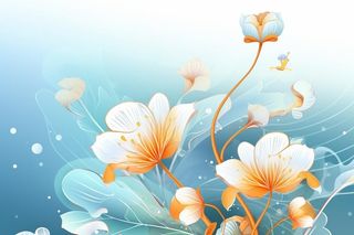 创意清新淡蓝色荷花古风背景