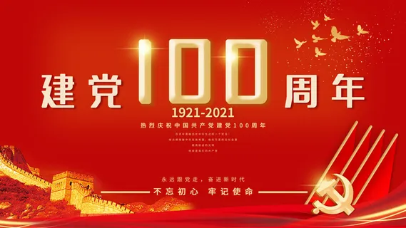 建党100周年宣传展板PSD素材