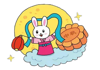 卡通兔子中秋节月饼