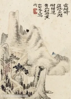 清代画家石涛山水册云开峰涧国画图片 清代画家石涛山水册云开峰涧国画图片