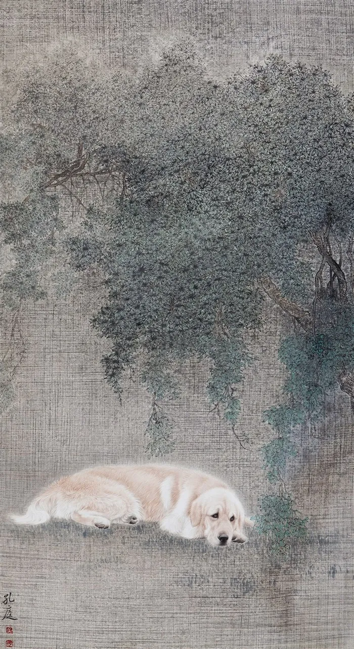 小狗工笔画艺术画