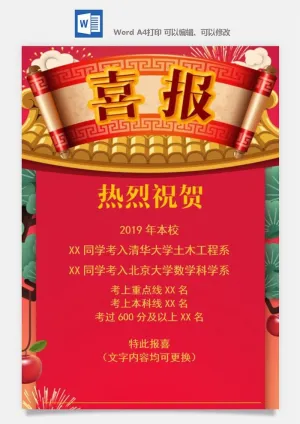 喜报战报海报贺喜光荣榜金榜题名预览图