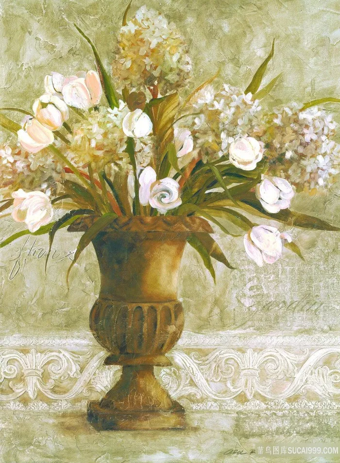 唯美花卉花瓶高清油画