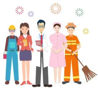 手绘卡通可爱人物艺术字5.1五一劳动节海报节日设计素材PNG免抠图