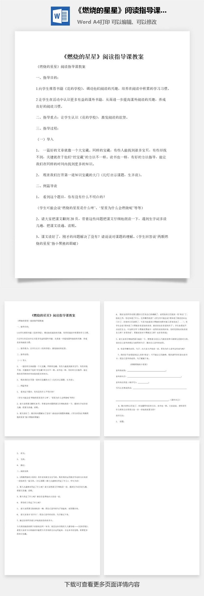 《燃烧的星星》阅读指导课教案