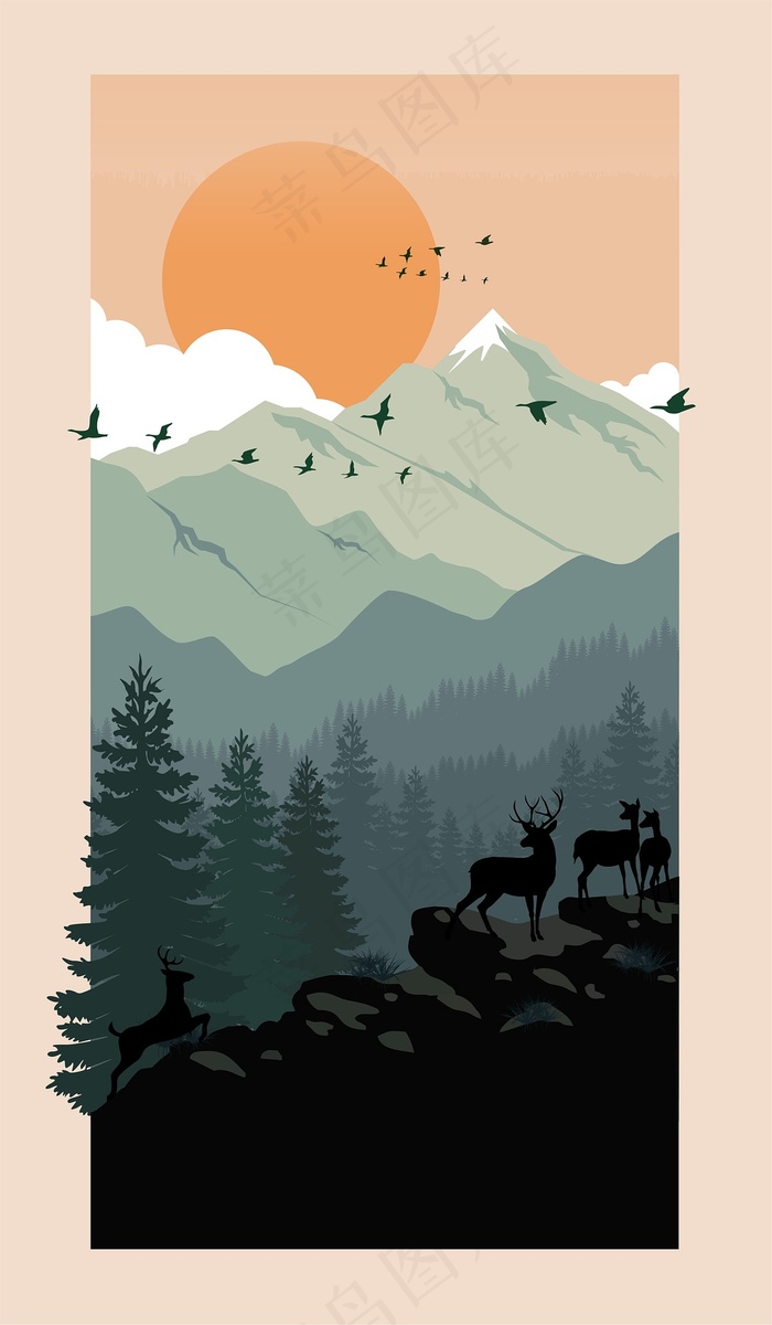 绘画, 自然, 景观, 山, 太阳, 日出, 日落