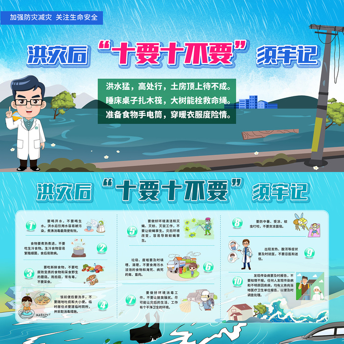 洪灾后十要十不要须记牢—展板psd模版下载