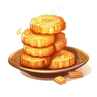 中秋月饼美食插画免抠