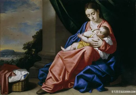 母子唯美油画风景画油画图片