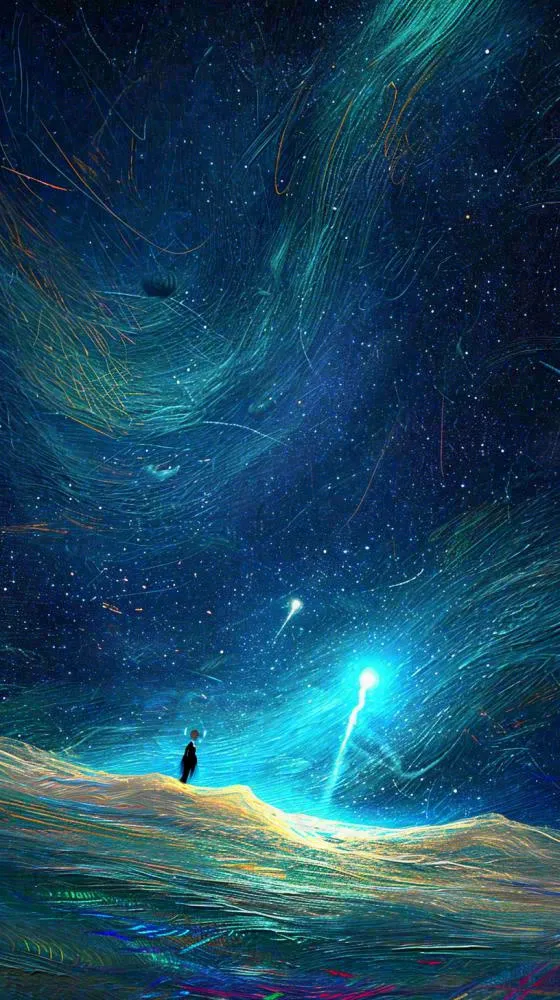 夜晚天蓝色天空科幻绚丽星空(816x1456)