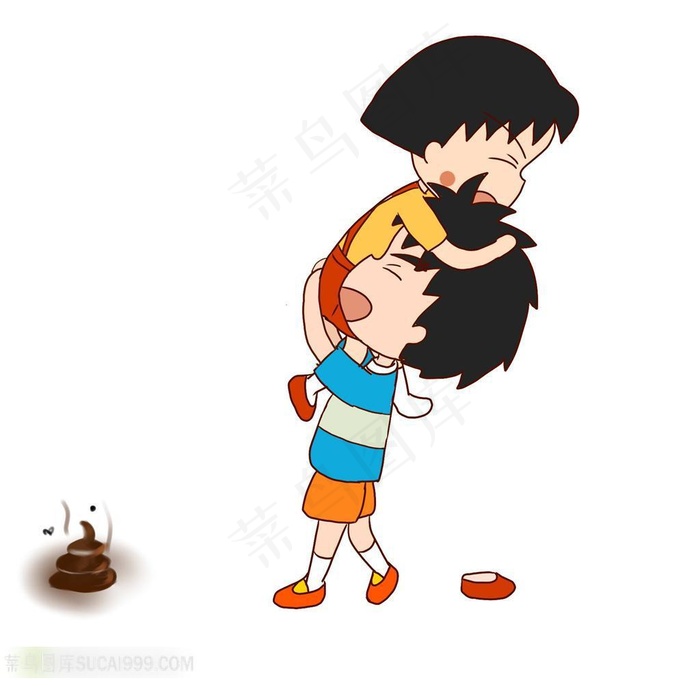 拥抱的樱桃小丸子和大野健