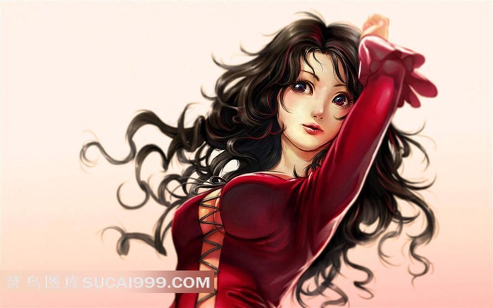 清纯性感美女插画素材