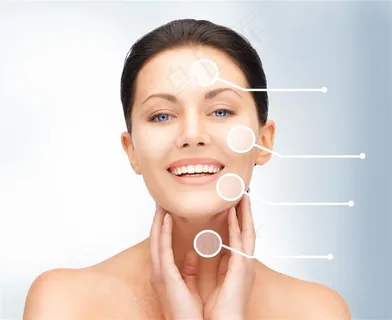 微笑欧美女性脸部问题特点画线图片