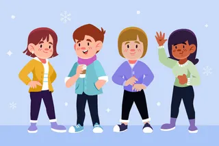 冬天服饰服装冬装穿冬装保暖冬季卡通人物男女装Ai矢量图片素材