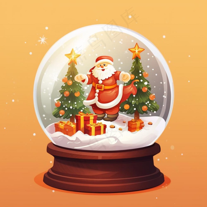 圣诞水晶球卡通插画背景