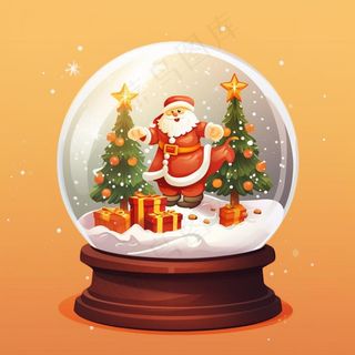 圣诞水晶球卡通插画背景