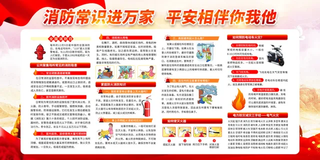 粉色党建风格消防宣传展板