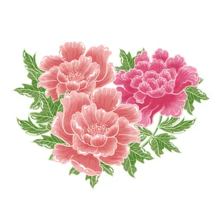 手绘国潮中国风古典牡丹花国花花卉装饰图案PSD设计素材