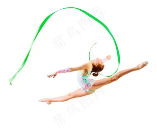 健身系列 - 正在跳彩带体操的年轻女子