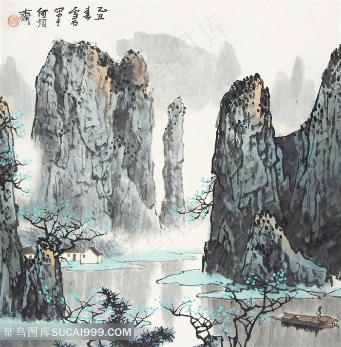 白雪石湖畔巍峨山脉艺术挂画