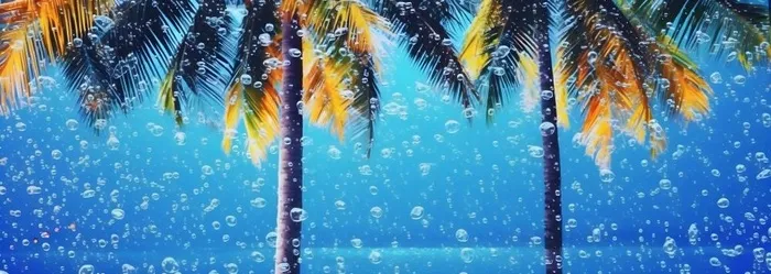 夏日椰树水珠冰爽背景