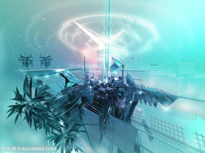 数码科技-现代科技湖蓝色3d图形背景底纹动感光线高清素材