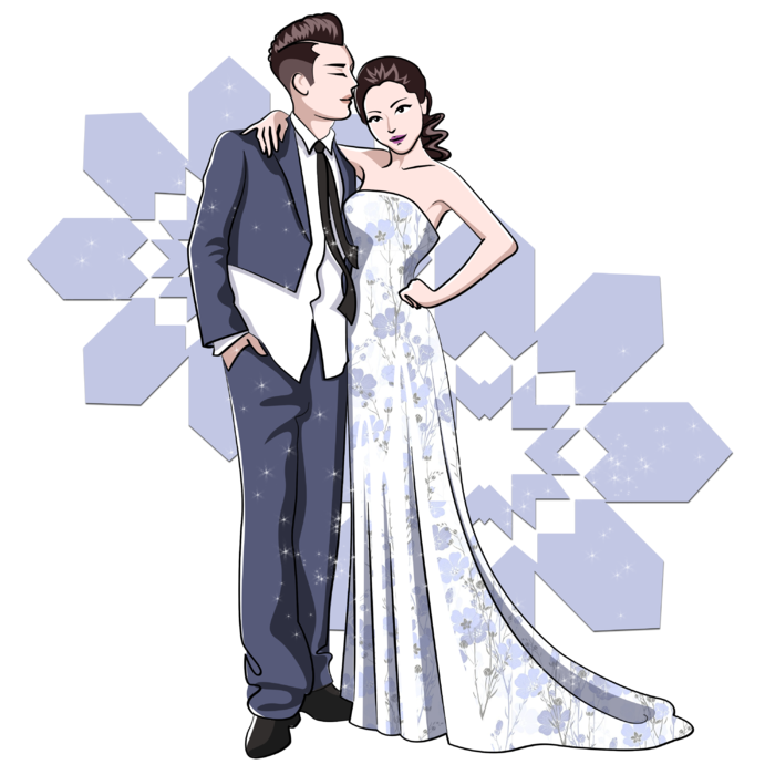 婚纱卡通人物婚礼白纱结婚婚纱摄影手绘
