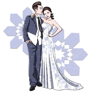 婚纱卡通人物婚礼白纱结婚婚纱摄影手绘