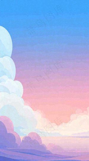 蓝紫色天空白云清新浪漫落日海上倒影