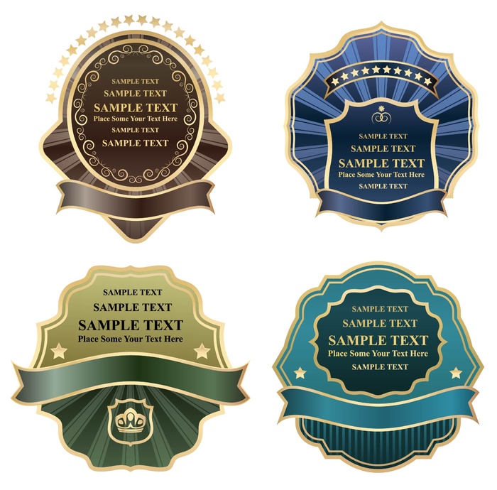 免抠复古标签矢量