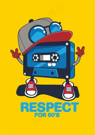 超酷磁带拟人 墨镜鸭舌帽