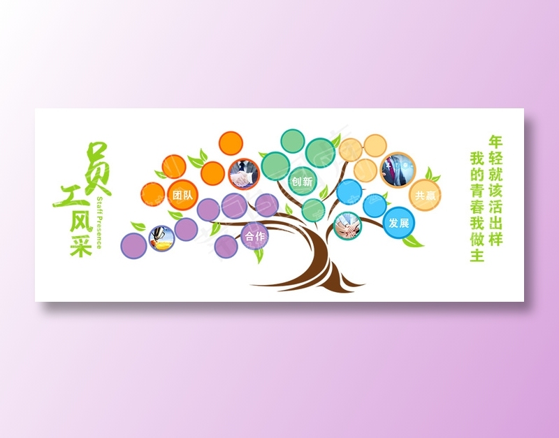 员工风采墙cdr矢量模版下载
