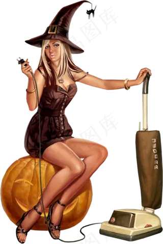 万圣节节日卡通素材时尚女孩