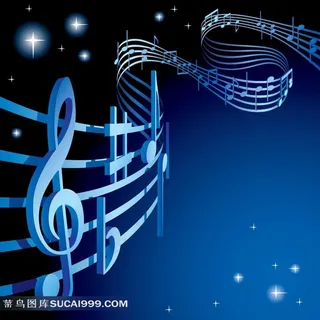 蓝色背景下的音乐符号 蓝色背景下的音乐符号