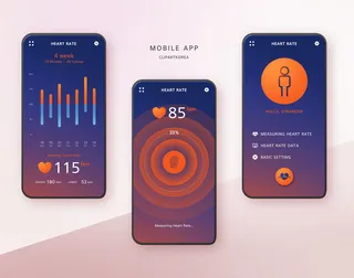 现代科技PSD海报模板APP手机UI界面运动计步器宣传广告设计素材