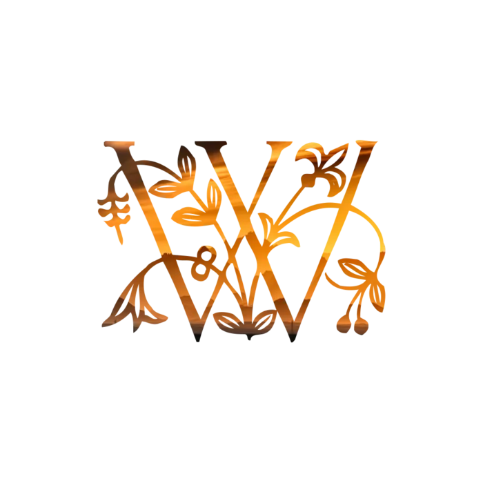 字母W金黄色插画海报