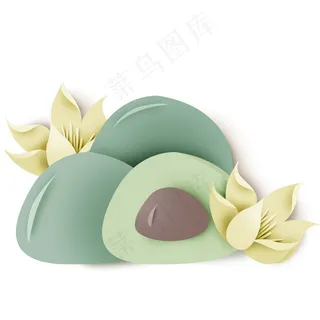 中国风 复古烟 青色 清新山水 剪纸元素 景色 PNG 免抠 素材