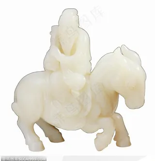 传统工艺-骑马的老人玉器